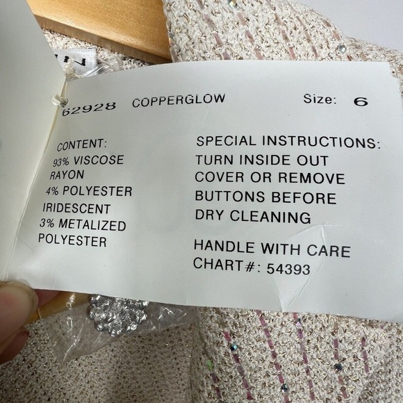 St. John Evening By Marie Gray Cream Gold Knit Suit with Skirt Sz 6 NWT Sparkle - Picture 15 of 16